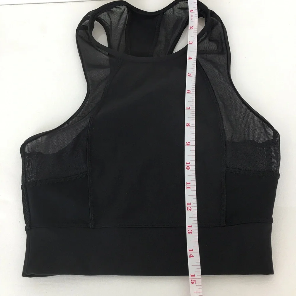 Lululemon Cropped Workout Tank Top Black Sheer Mesh Panels Athletic Racerback